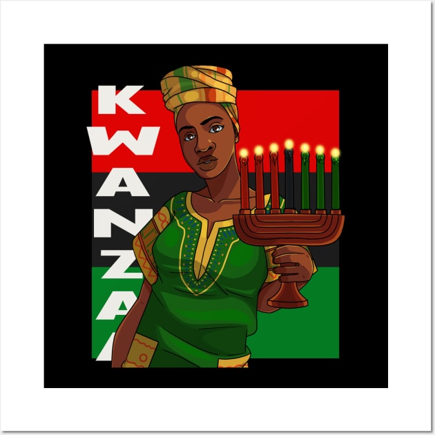 Happy Kwanzaa Day Kinara Candles Wall Art by Noseking